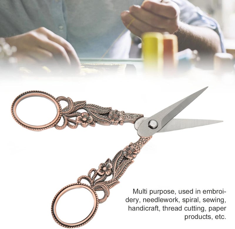 klarako Vintage Daffodil Small Scissors, Pointed Design Embroidery Scissors Ergonomic Design Handle Small Light for Handicraft for Sewing for Needlework - Image 3