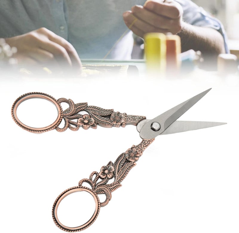 klarako Vintage Daffodil Small Scissors, Pointed Design Embroidery Scissors Ergonomic Design Handle Small Light for Handicraft for Sewing for Needlework - Image 1