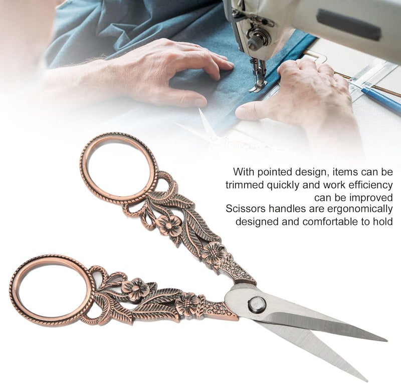 klarako Vintage Daffodil Small Scissors, Pointed Design Embroidery Scissors Ergonomic Design Handle Small Light for Handicraft for Sewing for Needlework - Image 4