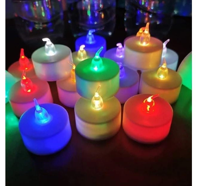 CHRONOS Multi-Color LED Tea Light Candles | Battery Operated Flameless, Safe, Smokeless Lighting for Home Décor, Festivals, Weddings | Ideal for Diwali, Christmas, & Events | Pack of 20/10/5 - Image 2