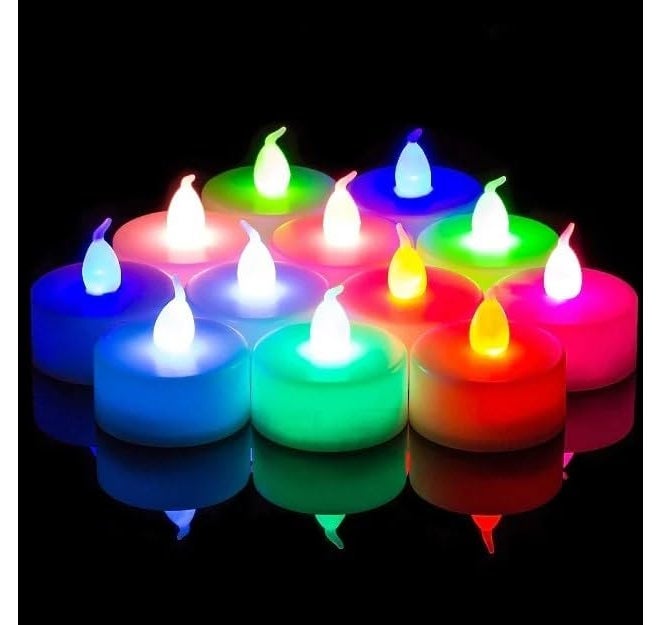 CHRONOS Multi-Color LED Tea Light Candles | Battery Operated Flameless, Safe, Smokeless Lighting for Home Décor, Festivals, Weddings | Ideal for Diwali, Christmas, & Events | Pack of 20/10/5 - Image 1