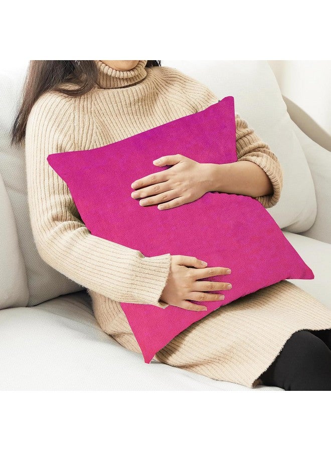 IVAZA Velvet Decorative Cushion Cover 24x24 Inch - Set of 5, Soft Solid Square Throw Pillow Covers for Sofa, Living Room or Home Decor - 60x60cm Hot Pink - Image 5