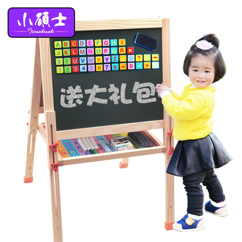 Wooden Solid Wood Magnetic Double-Sided Drawing Board Easel Home Teaching Writing Whiteboard Handwriting Drawing Small Blackboard - Image 2