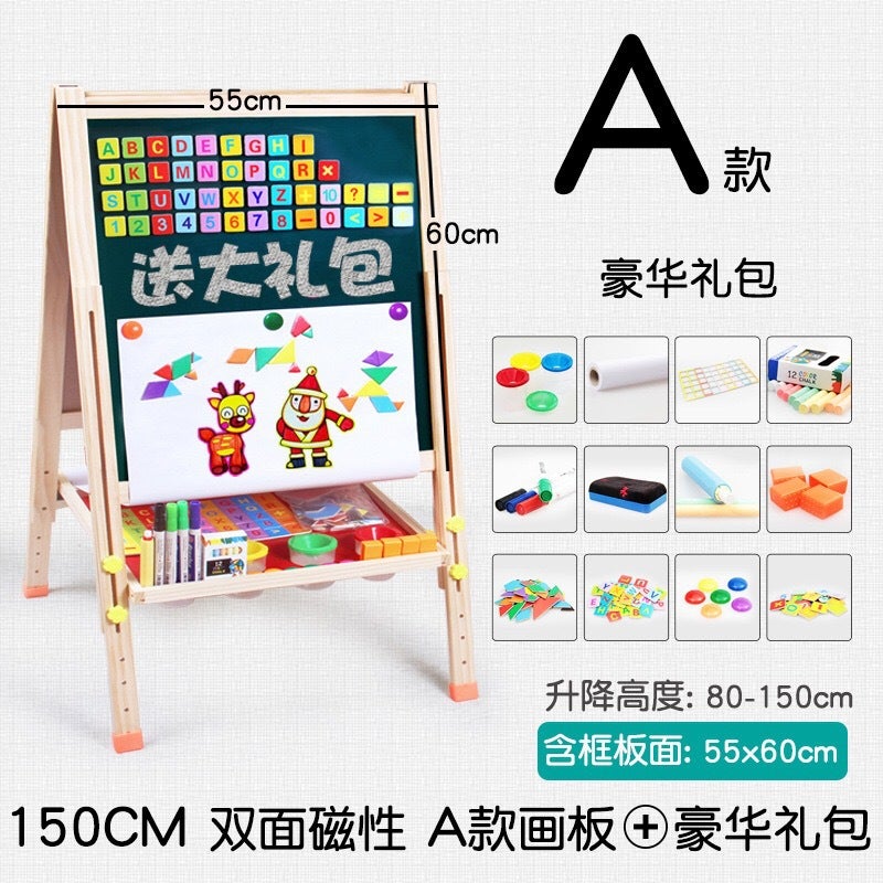 Wooden Solid Wood Magnetic Double-Sided Drawing Board Easel Home Teaching Writing Whiteboard Handwriting Drawing Small Blackboard - Image 4