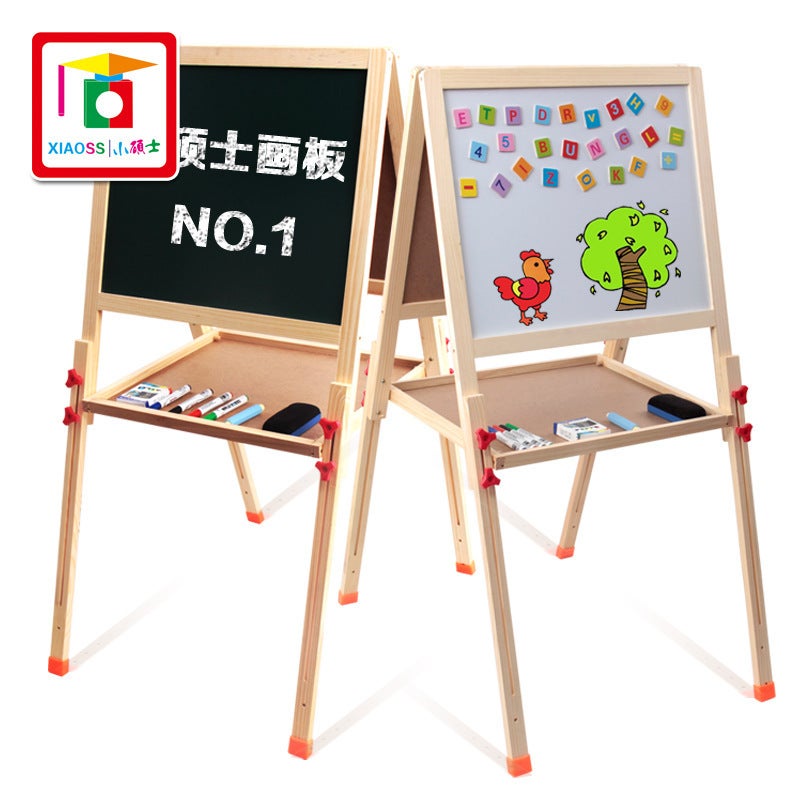 Wooden Solid Wood Magnetic Double-Sided Drawing Board Easel Home Teaching Writing Whiteboard Handwriting Drawing Small Blackboard - Image 5