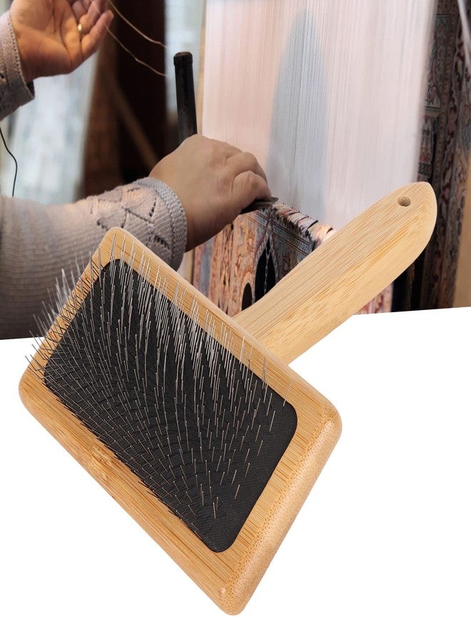 Fockety Sheepskin Wool Brush, Sheepskin Wool Wire Brush with Hole Cushion, Macrame Slicker Comb Pet Slicker Brush with Wood Handle for Grooming, Removing Shedding and Dirt (L) - Image 4