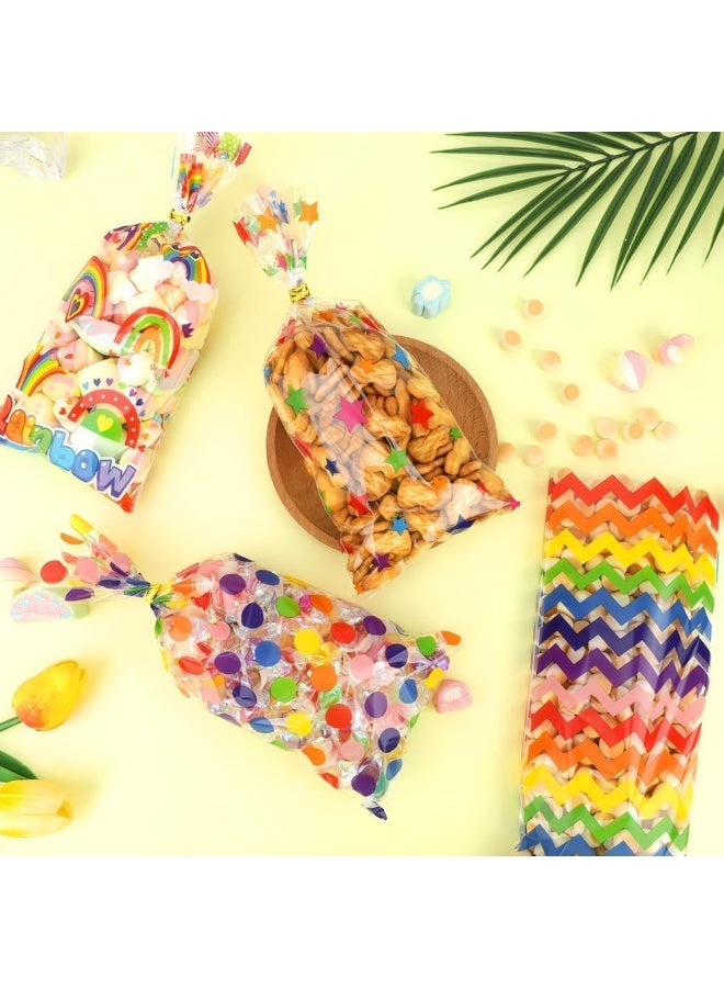 100 Pcs Candy Bags,Rainbow Cellophane Bags,Plastic Gift Bags with Twist Ties for Ramadan Gifts, Birthday,Party Favor Supplies - Image 2