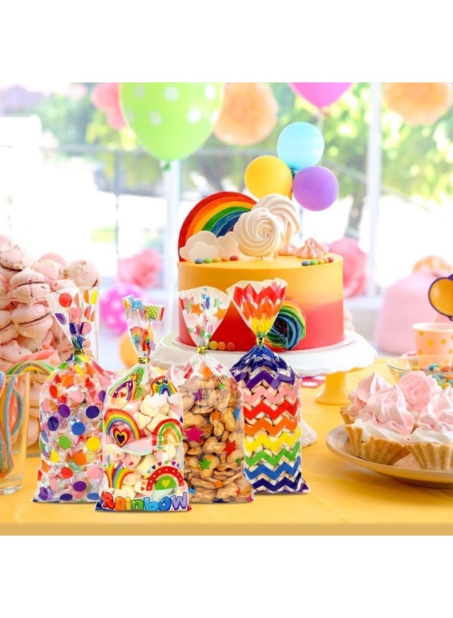 100 Pcs Candy Bags,Rainbow Cellophane Bags,Plastic Gift Bags with Twist Ties for Ramadan Gifts, Birthday,Party Favor Supplies - Image 3