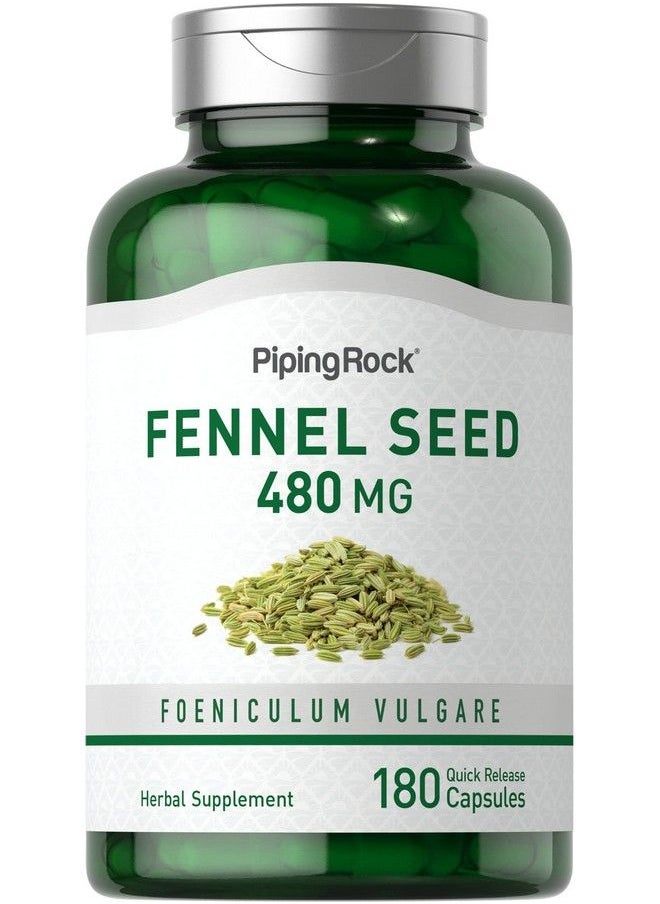 Piping Rock - Fennel Seed Capsules  480Mg  180 Pills  Foeniculum Vulgare  Herbal Extract Supplement  Nongmo Glutenfree - Image 1