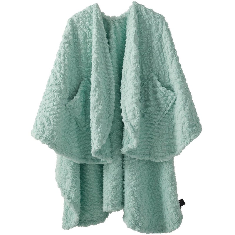 Royoliving Fuzzy Sherpa Wearable Fleece Blanket with Pockets for Adults Ultra Soft Plush Shawl Throw Blankets Mint 58 x 64