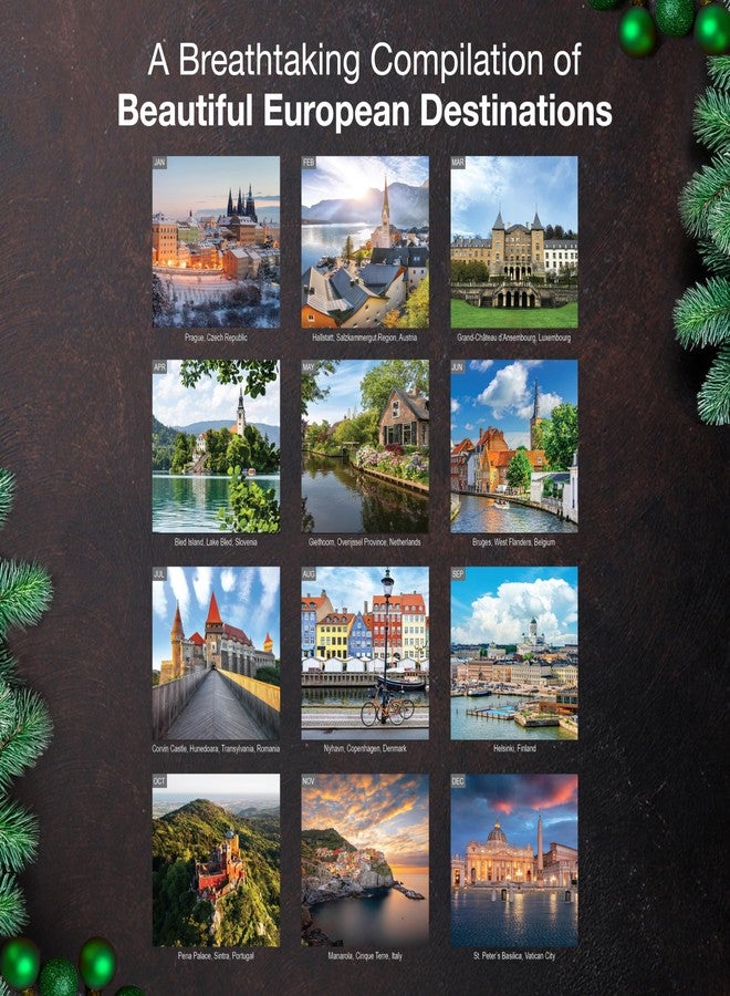 MICASA PRESS European Destinations 2026 Wall Calendar 12 Month | 12" x 24" Open | Thick & Sturdy Paper |Giftable | Travel Europe Calendar 2026 - Image 3