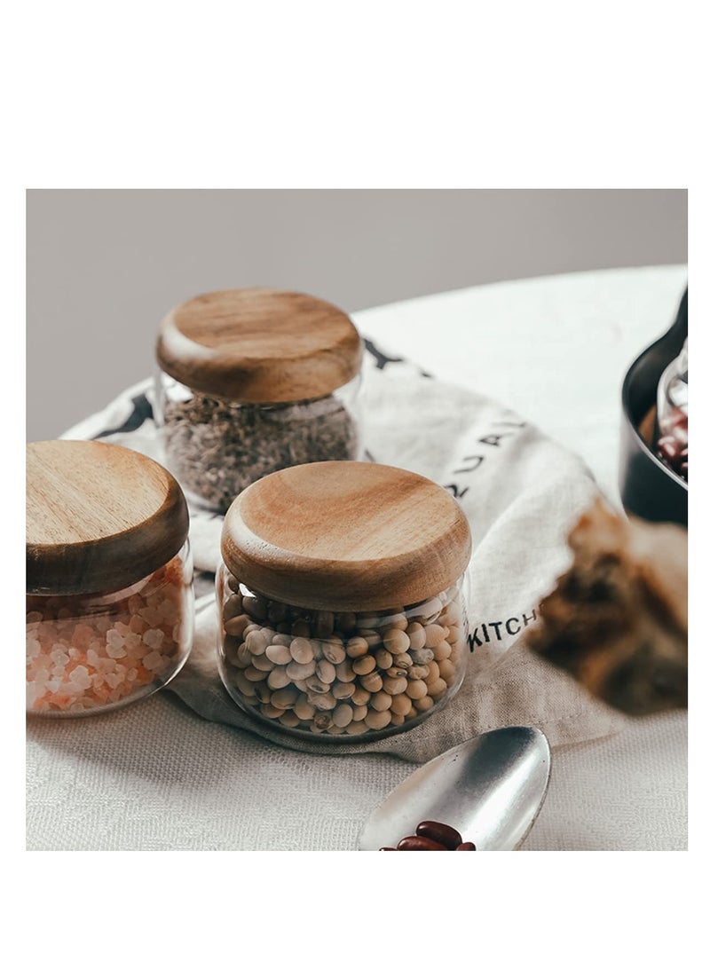 Excefore حاويات قهوة زجاجية، حاويات تخزين طعام للمطبخ مع غطاء خشبي محكم، حاويات تخزين طعام زجاجية، للقهوة، التوابل، الشوفان طوال الليل، الحبوب، الأرز، الحلوى - Image 5