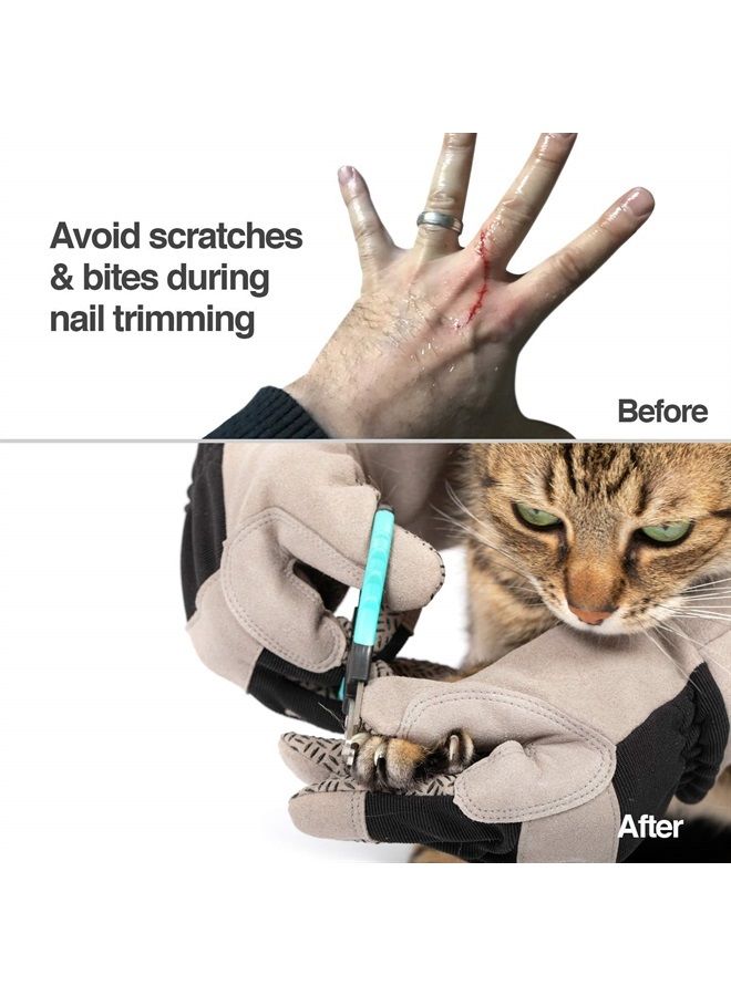 petfusion قفاز متعدد الاستخدامات للحيوانات الأليفة للتجميل، والرحلات إلى الطبيب البيطري، والتعامل. [مقاوم للثقب والخدش، مقاوم للماء]. ضمان لمدة 12 شهر للعيوب المصنعية رمادي - Image 2