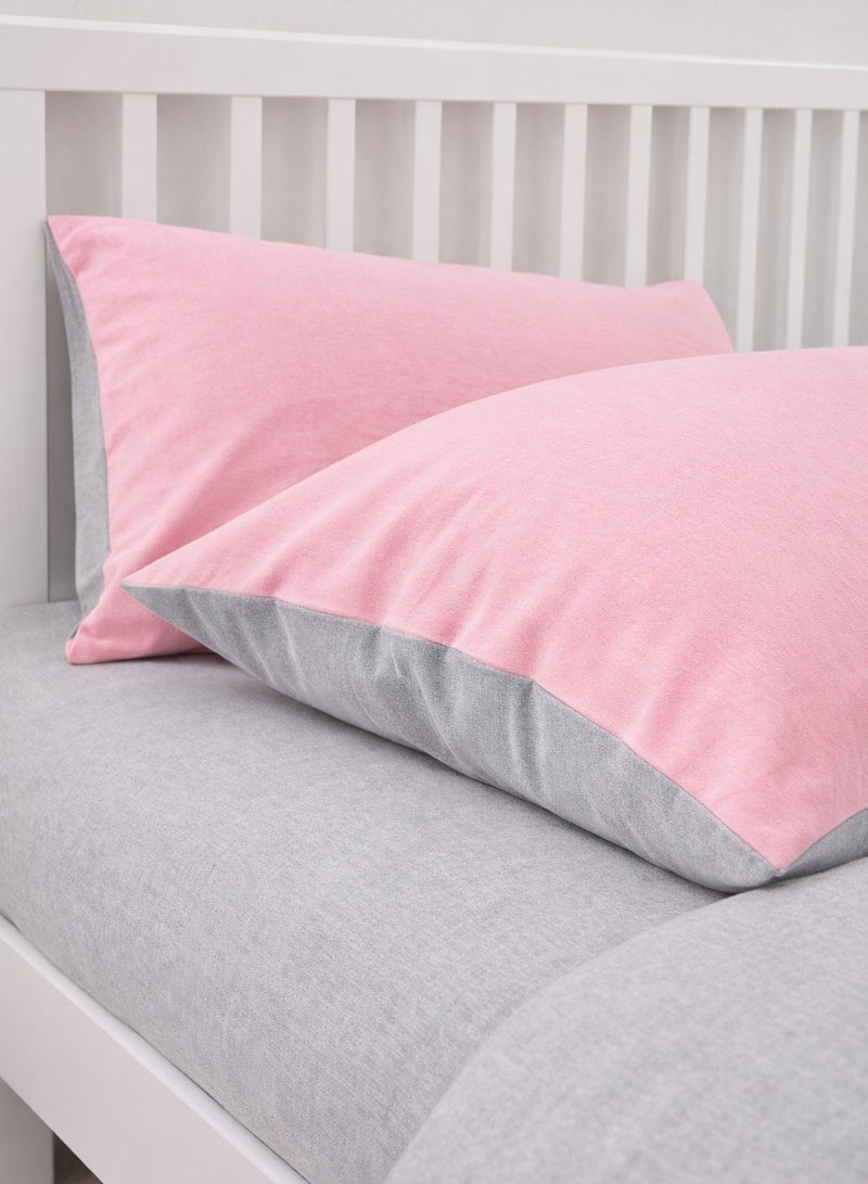 Lovstro 100% Cotton Duvet Cover Set, 4pcs, Certified toxin-free, King Size, Reversible, Soft Bedding Sheets, 1 Duvet Cover With Zipper 220x240cm, 1 Fitted Sheet, 2 Pillowcases (Pink & Grey) - Image 5