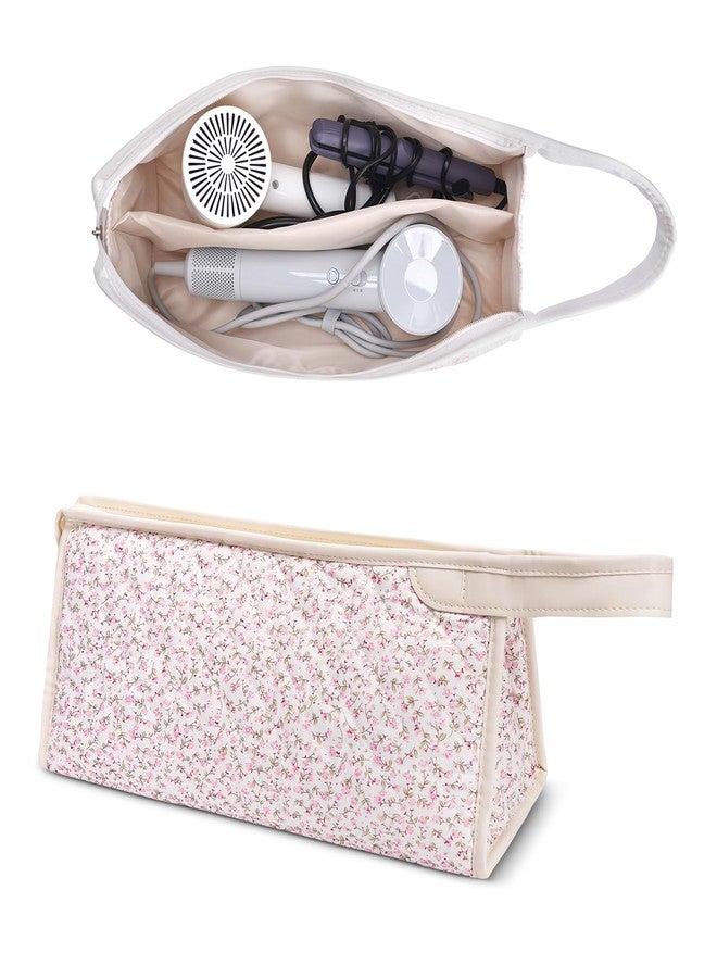 idoltimes Quilted Hair Tools Travel Bag, Compatible with Dyson Airwrap Styler, Portable Cotton Floral Organizer Case for Shark FlexStyle Attachments Storage, Petite Floral - Image 1