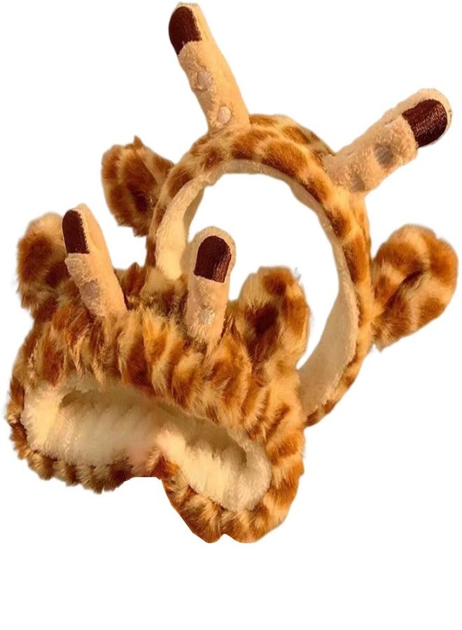 LJJCSFF 2 Pcs Giraffe Hairband Giraffe Makeup Headband Washing Face Hair Band Fluffy Skincare Headbands Spa Shower Head Wrap For Women Girls - Image 1