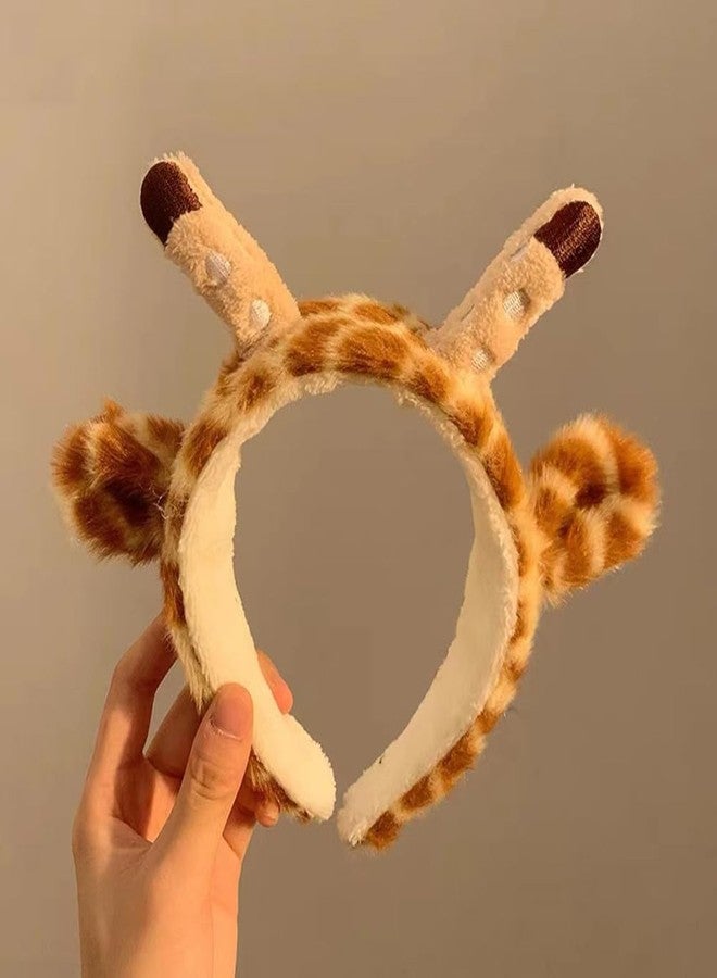 LJJCSFF 2 Pcs Giraffe Hairband Giraffe Makeup Headband Washing Face Hair Band Fluffy Skincare Headbands Spa Shower Head Wrap For Women Girls - Image 5