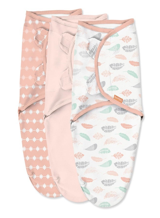 SwaddleMe by Ingenuity Original Swaddle, 100% Cotton, Improves Sleep & Calms Startle Reflex, 0-3 Months, 1.0 TOG, 3-Pack, Baby Swaddle Blanket - Coral Days - Image 1