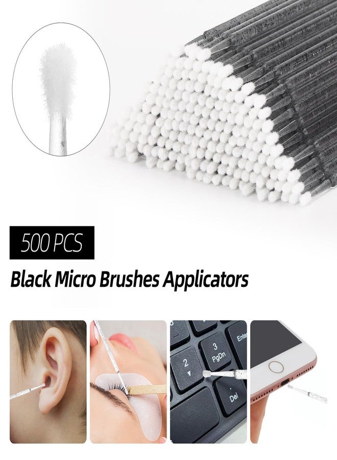 تي بيست ماكس مجموعة أدوات تركيب الرموش مكونة من 1500 قطعة، تشمل 500 فرشاة ماسكارا، 500 فرشاة شفاه، 500 مسحة قطنية صغيرة سوداء، وفرشاة رموش للاستخدام مرة واحدة، وأداة وضع مكياج مع 3 عبوات قابلة لإعادة الاستخدام. - Image 4