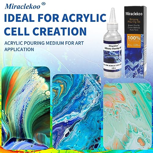 Miraclekoo Silicone Pouring Oil Pure Silicone Oil for Creating Cell in Acrylic Paint Resin Pouring,4 Ounce - Image 5