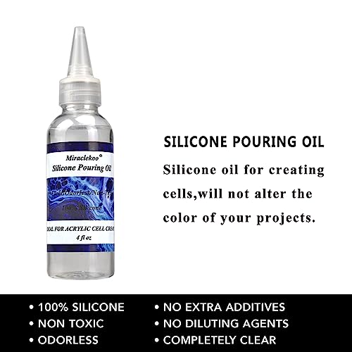 Miraclekoo Silicone Pouring Oil Pure Silicone Oil for Creating Cell in Acrylic Paint Resin Pouring,4 Ounce - Image 2