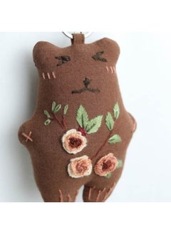 Hand-embroidered Little Flower Bear Pendant Cute Cat Pendant Accessories Fresh Style Intangible Cultural Heritage Cultural And Creative Ethnic Cultural Gifts-Height:Hand Embroidered Flower Bear Pendant (13*4*9)