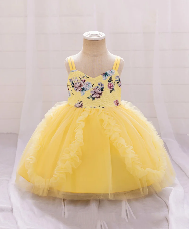 مارك وميا فستان سهرة مارك وميا بطبعة زهور بياقة مستديرة - أصفر