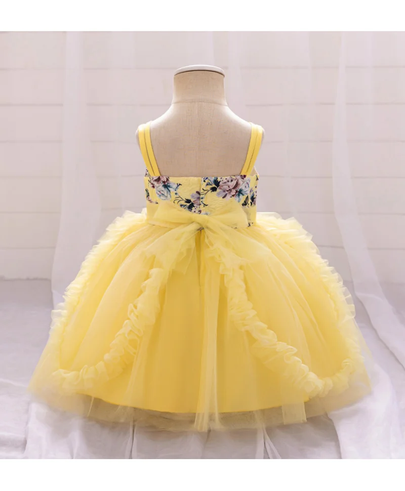 مارك وميا فستان سهرة مارك وميا بطبعة زهور بياقة مستديرة - أصفر