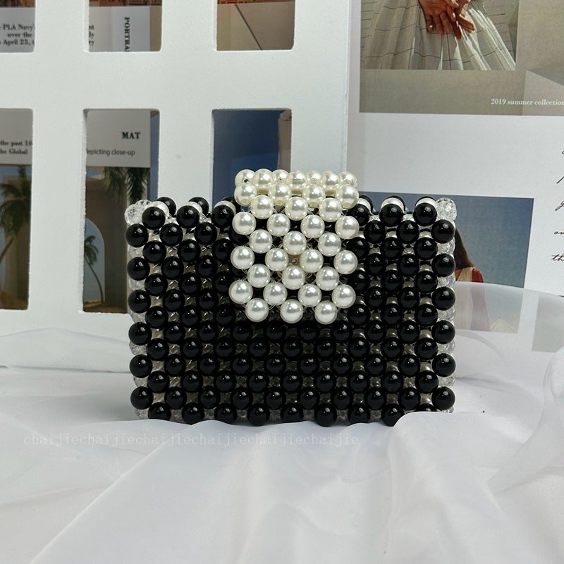 Handmade Beaded Color Card Bag Acrylic Contrast Color Square Id Bag Mini Hand Coin Purse - Image 5