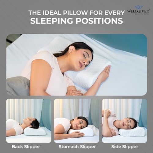 WELLGIVER Memory Foam Cervical Pillow | 2 Years Warranty | Orthopedic Cervical Pillow Neck Support Pillow for Sleeping, Neck & Shoulder Pain | 19 x 11 Inch | Standard | Removable Zipper Cover | Pack 1 - Image 4