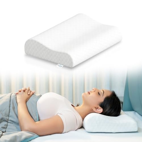 WELLGIVER Memory Foam Cervical Pillow | 2 Years Warranty | Orthopedic Cervical Pillow Neck Support Pillow for Sleeping, Neck & Shoulder Pain | 19 x 11 Inch | Standard | Removable Zipper Cover | Pack 1 - Image 1