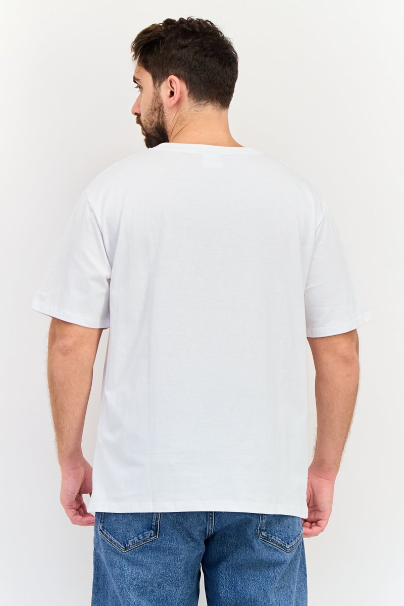 YOTO Men Crew Neck Short Sleeves Graphic Print T-Shirt, White - Image 3