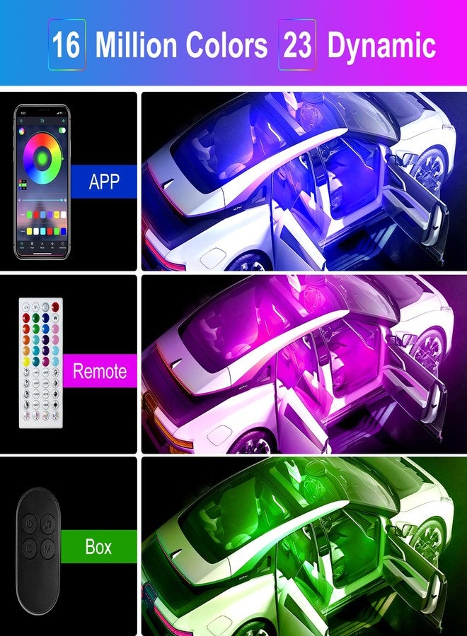 Hovano - LED car lights, APP control with smart car interior lights, DIY mode and music mode, RGB car interior lights, 48 LED car lights with USB - Image 5