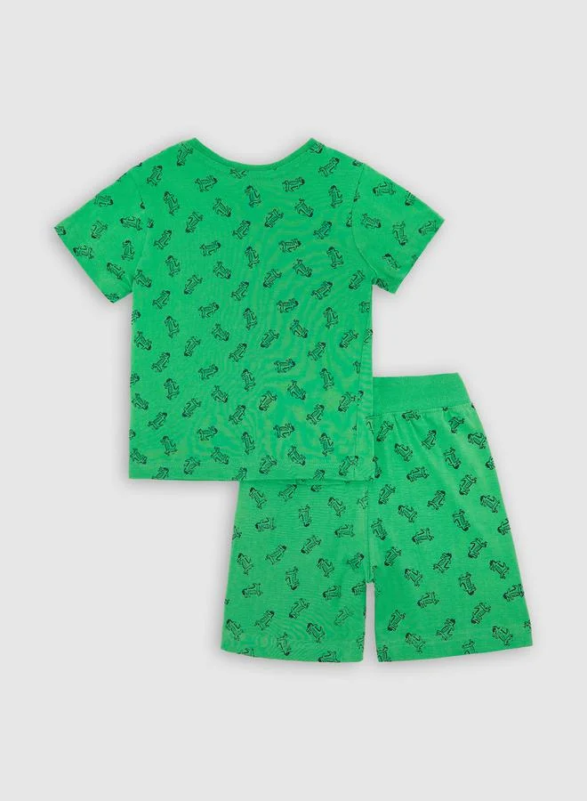 victor and jane All Over Croc Print T-Shirt & Shorts Set by Styli