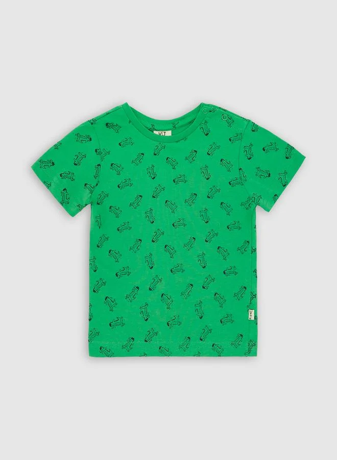 victor and jane All Over Croc Print T-Shirt & Shorts Set by Styli