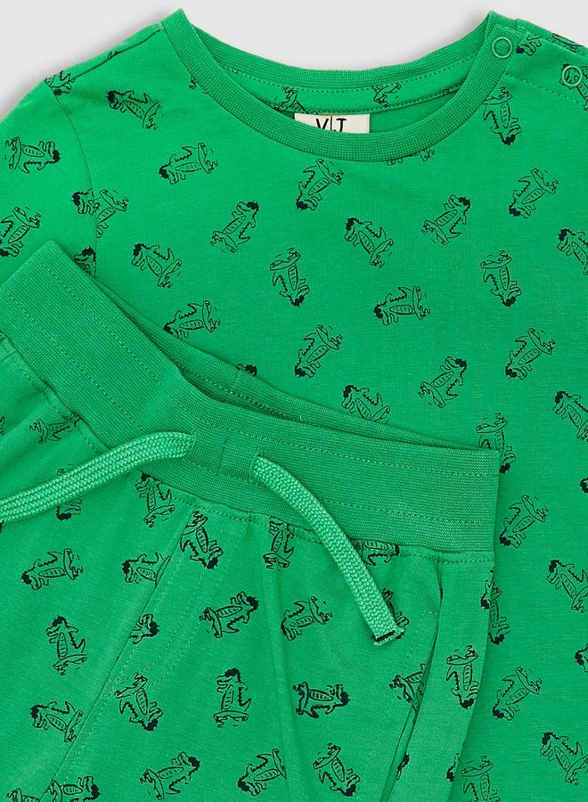 victor and jane All Over Croc Print T-Shirt & Shorts Set by Styli