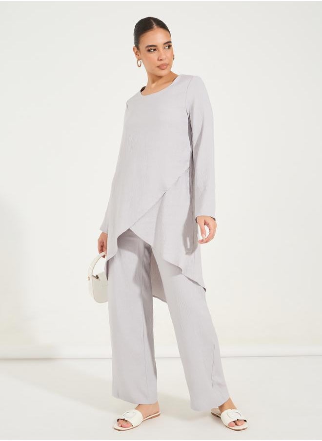 Solid Layered Hem Top & Wide Leg Pants Modest Set - pzsku/Z4E37368F81F20C3A4647Z/45/_/1723796179/a4d61ed2-acf9-4065-b168-e8c9981a08b7