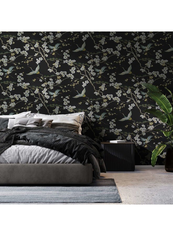Transform Heron Black Peel and Stick Wall Cover Wallpaper - Image 2