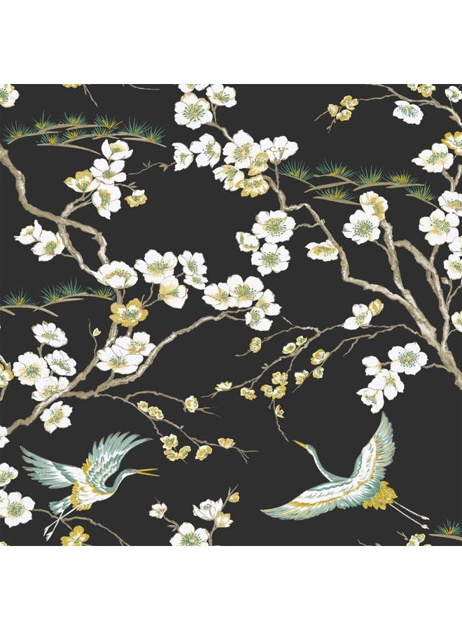 Transform Heron Black Peel and Stick Wall Cover Wallpaper - Image 1