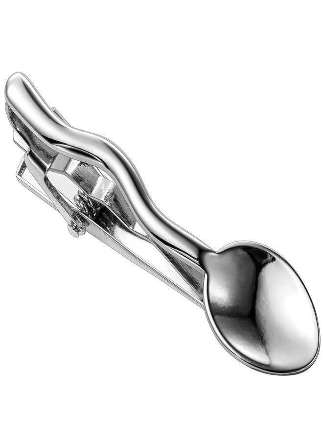 HAWSON 2 Inch Men's Spoon Tie Clip Silver Tie Bar for Wedding, Office, Formal Events Utensil-Inspired Groomsmen Accessories & Gifts - Image 1