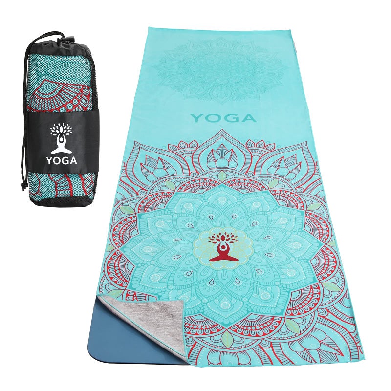 MoKo Yoga Towel, Non Slip Hot Yoga Mat Yoga Blanket Printing Pattern Quick Dry with Corner Pocket for Bikram, Pilates, Gym Workout, Outdoor Picnic, Lotus - Image 1