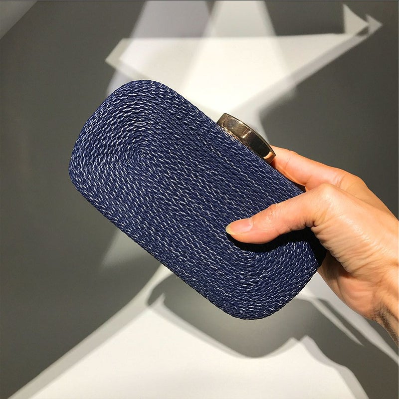 Lazada Spot Fashion Ladies Clutch Handmade Woven Pu Chain Bag Ladies Evening Bag - Image 5