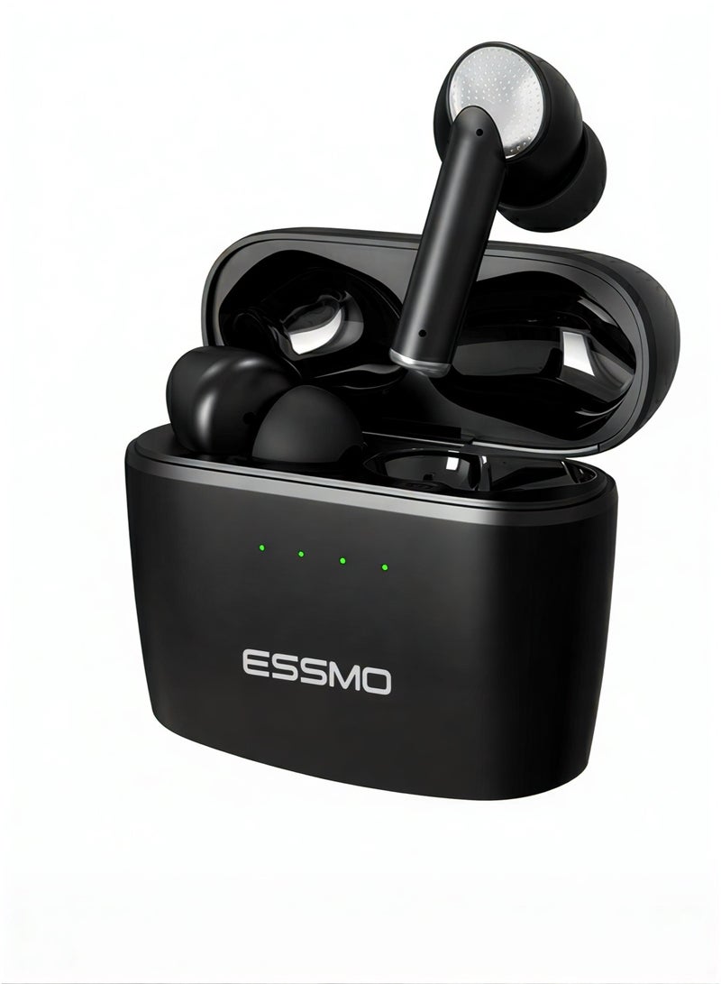 سماعات ESSMO Pro Buds اللاسلكية بتقنية بلوتوث من الجيل الخامس مع علبة شحن - صوت نقي، ميكروفون بخاصية إلغاء الضوضاء، سماعات أذن TWS لأجهزة iPhone و Android - Image 1