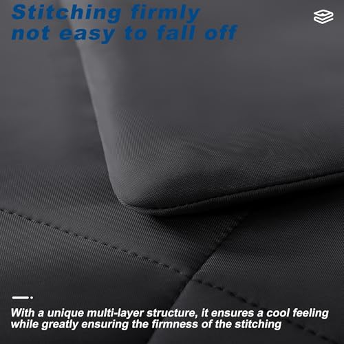 bedsmile Cooling Comforter King Size, Double-Sided Cold Tech Fabric Quilted Bed Comforters Cooling Blanket for Hot Sleepers, Breathable Lightweight Summer Bedding, All-Season Ice Blanket, Black - Image 4