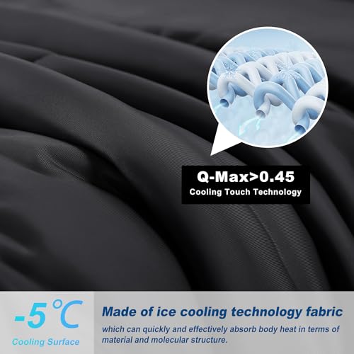 bedsmile Cooling Comforter King Size, Double-Sided Cold Tech Fabric Quilted Bed Comforters Cooling Blanket for Hot Sleepers, Breathable Lightweight Summer Bedding, All-Season Ice Blanket, Black - Image 2