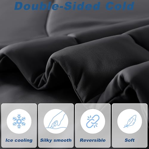 bedsmile Cooling Comforter King Size, Double-Sided Cold Tech Fabric Quilted Bed Comforters Cooling Blanket for Hot Sleepers, Breathable Lightweight Summer Bedding, All-Season Ice Blanket, Black - Image 3