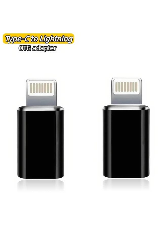 2 Pack USB C Female to Lightning OTG Adapter for iPhone 14 13 12 11 Charging Data Transfer - Image 1