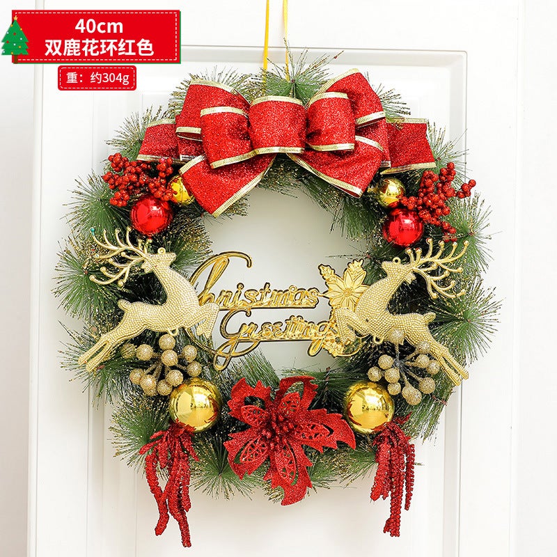 Christmas Decorations Garland Christmas Wreath El Mall Decorations Door Hanging High-End Pine Needle Ornaments Arrangement - Image 1