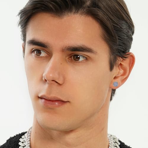 TOPGRILLZ Screw Back Earrings 14K Gold Plated 5A+ Cubic Zirconia Cluster Round Screw On Stud Earrings For Men Women Aretes De Hombre-Double Color - Image 3