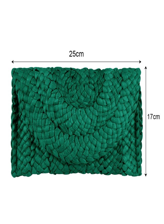 LUI SUI Women Straw Clutch Purse Handbag Straw Shoulder Bag Summer Beach Bag Woven Bag Envelope Purse Wallet - Image 5